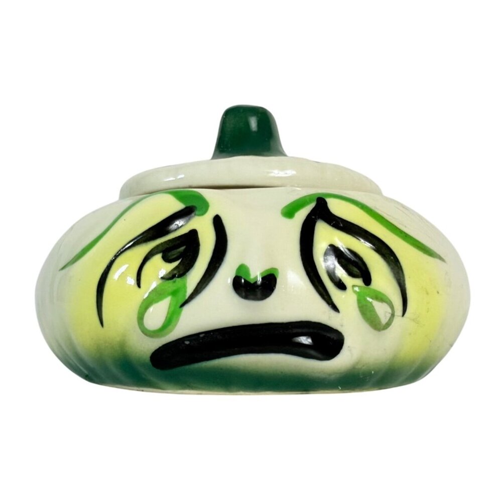 MCM Anthropomorphic Crying Onion Pottery Condiment Jar Lid VTG 50s Kitschy Retro